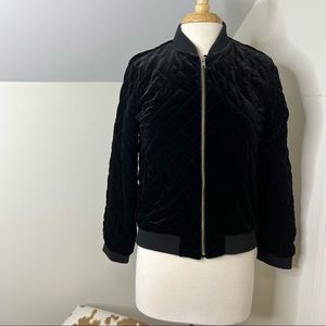 GAP quilted velour velvet black bomber jacket